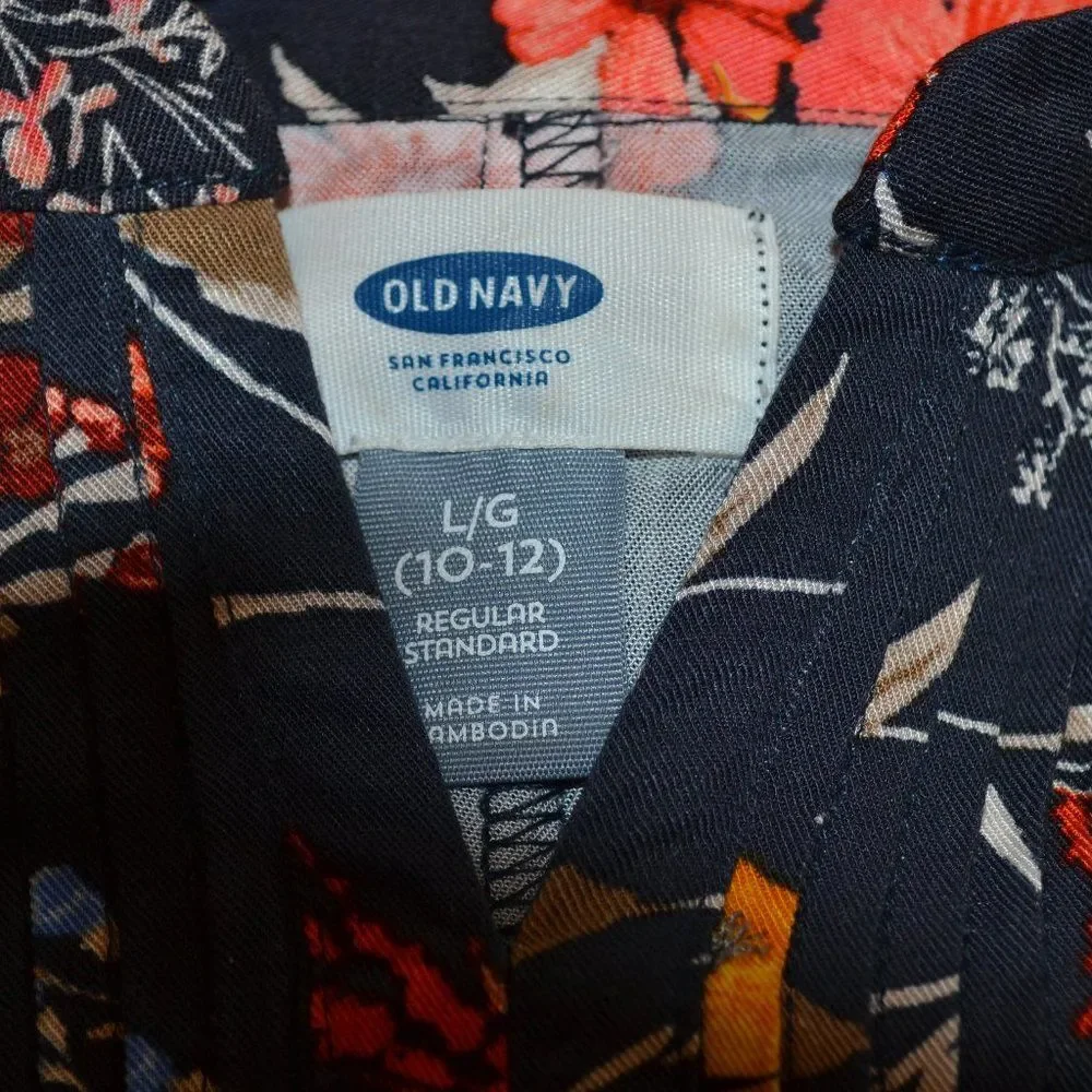 Old Navy Girls Size L (10-12) Black Flowery Dress